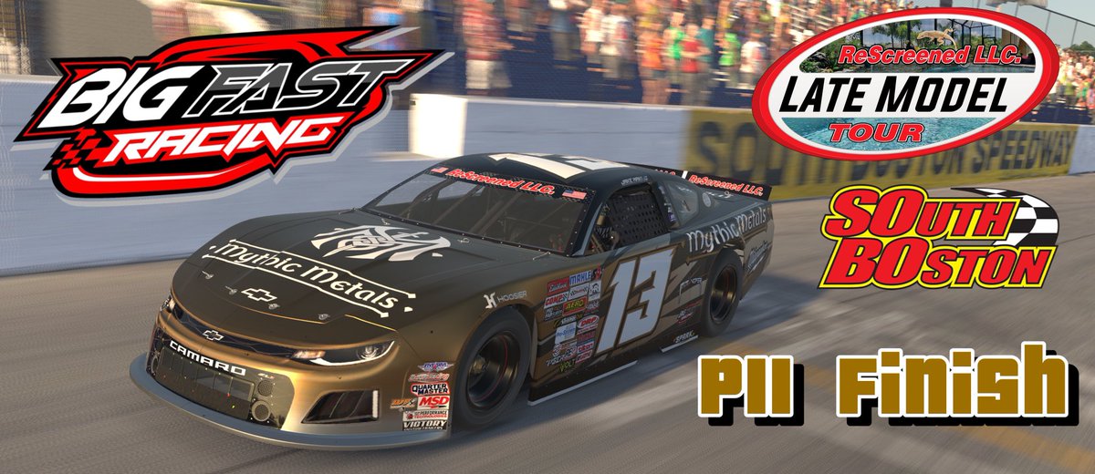 BigFastRacing's tweet photo. Monday night, Jake competed in the Spark Racing League’s Rescreened LLC Late Model Tour.  For the first time of the season, he qualified 13th overall guaranteeing a spot in the feature race.  A caution filled race with its ups and downs lead to a decent P11 finish. https://t.co/5Q8Ql7RkiY