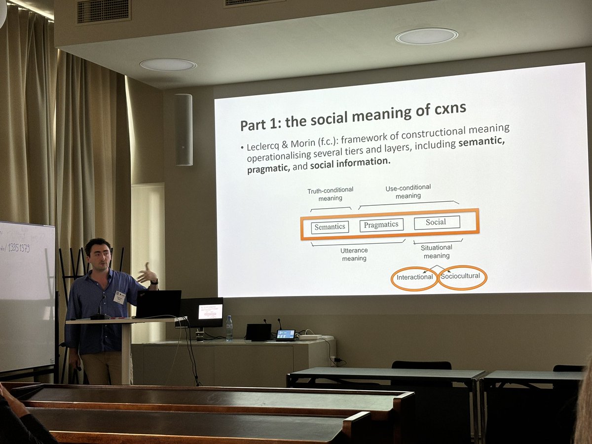 Thomas Van Hoey 司馬智 Semantics = lexical semantics (@simazhi) on Twitter photo <a href="/camhmorin/">Cameron Morin</a> on the social turn in construction grammar #cxg
At #SLE57 #SLE2024
And also the Principle of No Equivalence — with which I still don’t entirely agree 😅😅 but great work! <a href="/camhmorin/">Cameron Morin</a> on the social turn in construction grammar #cxg
At #SLE57 #SLE2024
And also the Principle of No Equivalence — with which I still don’t entirely agree 😅😅 but great work!