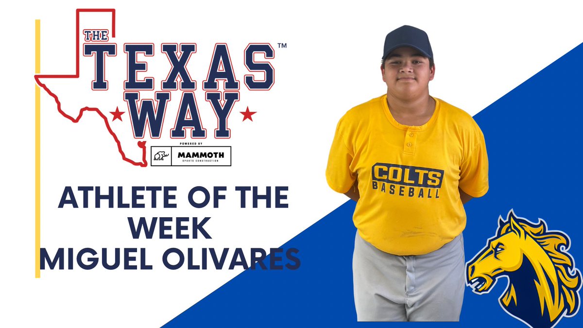 We want to congratulate Miguel Olivares for being this weeks Texas Way athlete. Miguel show great sportsmanship.