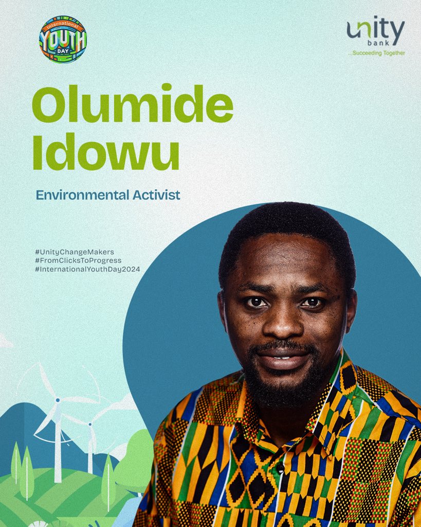 UnityBankPlc's tweet photo. Olumide Idowu, also known as Mr. Climate, is a Nigerian environmental activist dedicated to combating climate change.
His journey began with witnessing deforestation and pollution in his community, leading him to establish a local organization focused on environmental education and sustainability.
Olumideโs initiatives, like the Bottle Toilet Project, aim to reduce plastic waste and end open defecation in Nigeria. His work gained international recognition, and he now represents Nigeria in global climate action forums.
He exemplifies how individual passion can drive positive change, inspiring others to contribute to a sustainable future.
#UnityChangeMakers #FromClicksToProgress #IYD2024 #SucceedingTogether