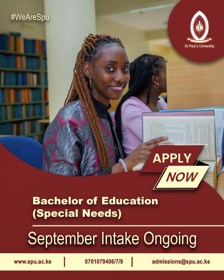SPUKenya's tweet photo. Enroll for Bachelor of Education (Special Needs)
Apply for the ongoing September 2024 intake.
For more details, Call/Text/WhatsApp 0701079406, email admissions@spu.ac.ke or visit our website https://t.co/luOQXf6U1I
#WeAreSpu #SeptemberIntakeOngoing https://t.co/V4o0GMAlwW