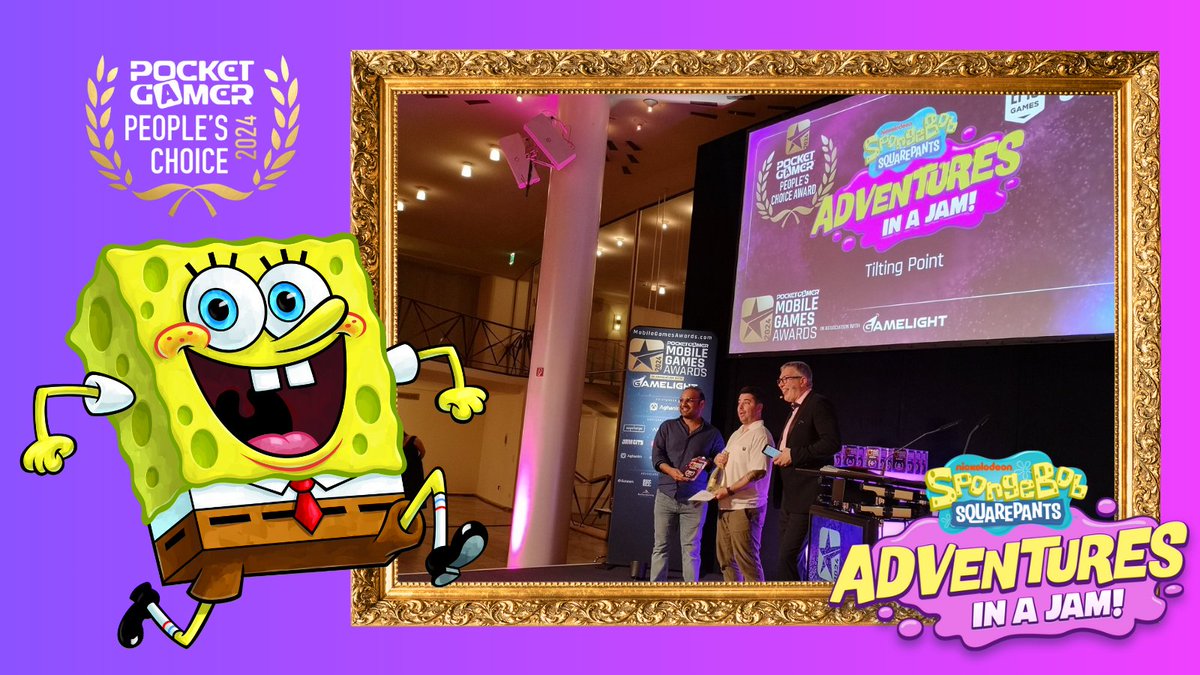 Tilting Point (@tiltingpoint) on Twitter photo The Mobile Games Awards by <a href="/pgbiz/">PocketGamer.biz</a> were yesterday, and the people's choice winner is... #SpongeBobAdventures: In a Jam by #TiltingPoint!
Yay, Jammers! π§½π
Huge thanks to all the gamers who made this possible. Your support means the world to us! π The Mobile Games Awards by <a href="/pgbiz/">PocketGamer.biz</a> were yesterday, and the people's choice winner is... #SpongeBobAdventures: In a Jam by #TiltingPoint!
Yay, Jammers! π§½π
Huge thanks to all the gamers who made this possible. Your support means the world to us! π