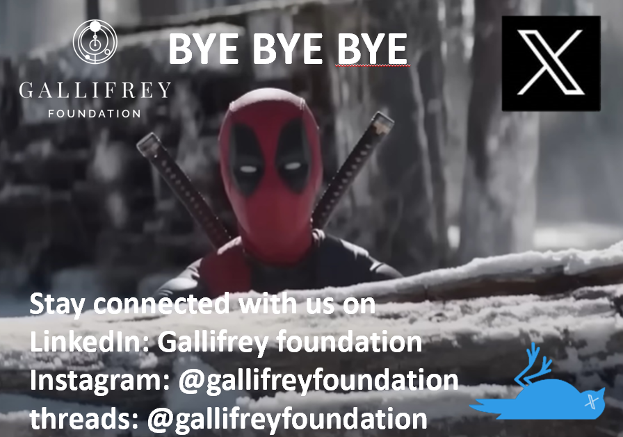 In the immortal words of Deadpool - (and with thanks to N'sync)
I know that I can't take no more... 
Dont wanna be a fool for you
YUP that's @Gallifrey saying bye bye to X formerly known as Twitter
youtube.com/watch?v=0aLr6d…