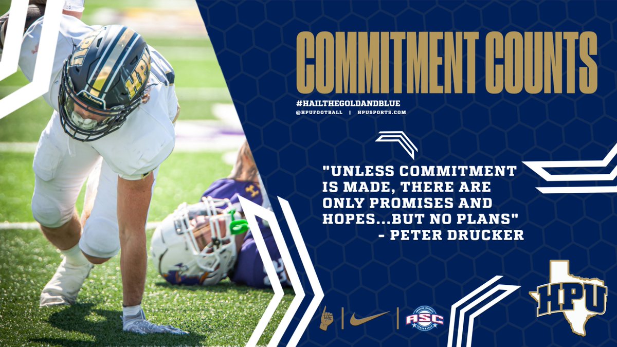 hputxfootball's tweet photo. Dreams without action are like sails without wind. Commitment is the anchor that transforms hopes into reality & sets your course towards destiny. Commit to your goals, create a plan, and watch your vision become reality. #CommitmentCounts https://t.co/lgkdZ8Mu0x