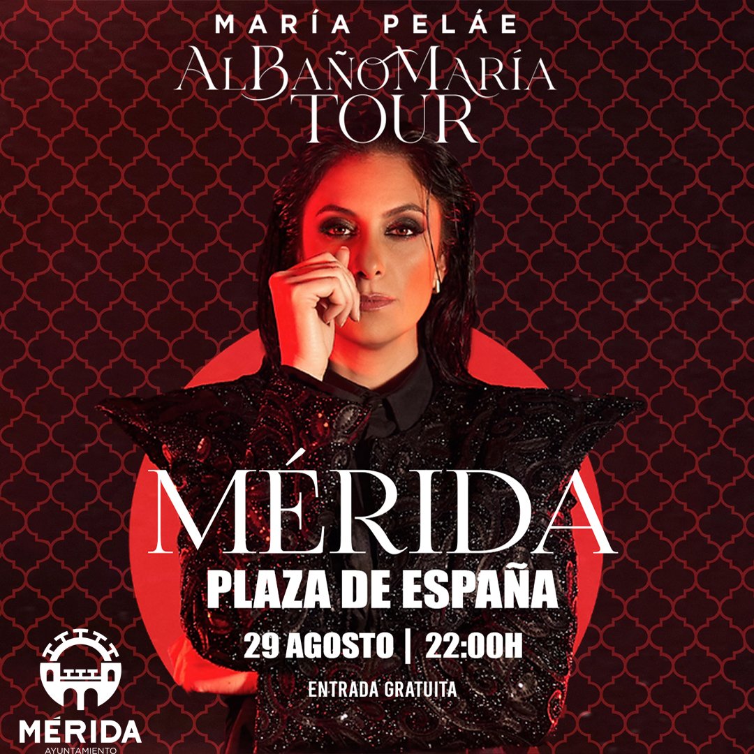 🎶 La artista malagueña <a href="/MariaPelaeMusic/">María Peláe</a> ofrecerá un concierto en la Plaza de España, el jueves 29 de agosto, a partir de las 22.00 horas. No te lo pierdas!! #FeriaMérida2024