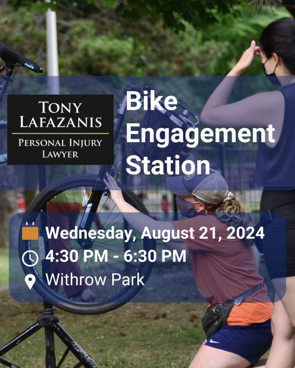 TonyLafazanis's tweet photo. Come by Cycle Toronto’s Safety Station I’m sponsoring today at Withrow Park (in the Northwest corner) from 4:30-6:30pm. There will be some educational materials and you'll be shown how to perform safety checks. https://t.co/kYVfu0tH1j
#CycleToronto 
#BikeTO
#BikeSafety
#Cycling https://t.co/04fPMcpAUm
