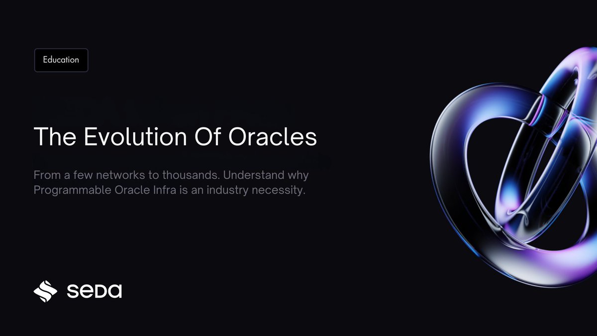 sedaprotocol's tweet photo. Thread on oracle evolution from traditional to programmable models like SEDA. 🧵

- Oracles by definition.
- v1.0 oracle landscape.
- Modularity & hyper-specialization.
- Programmable oracles & intents.