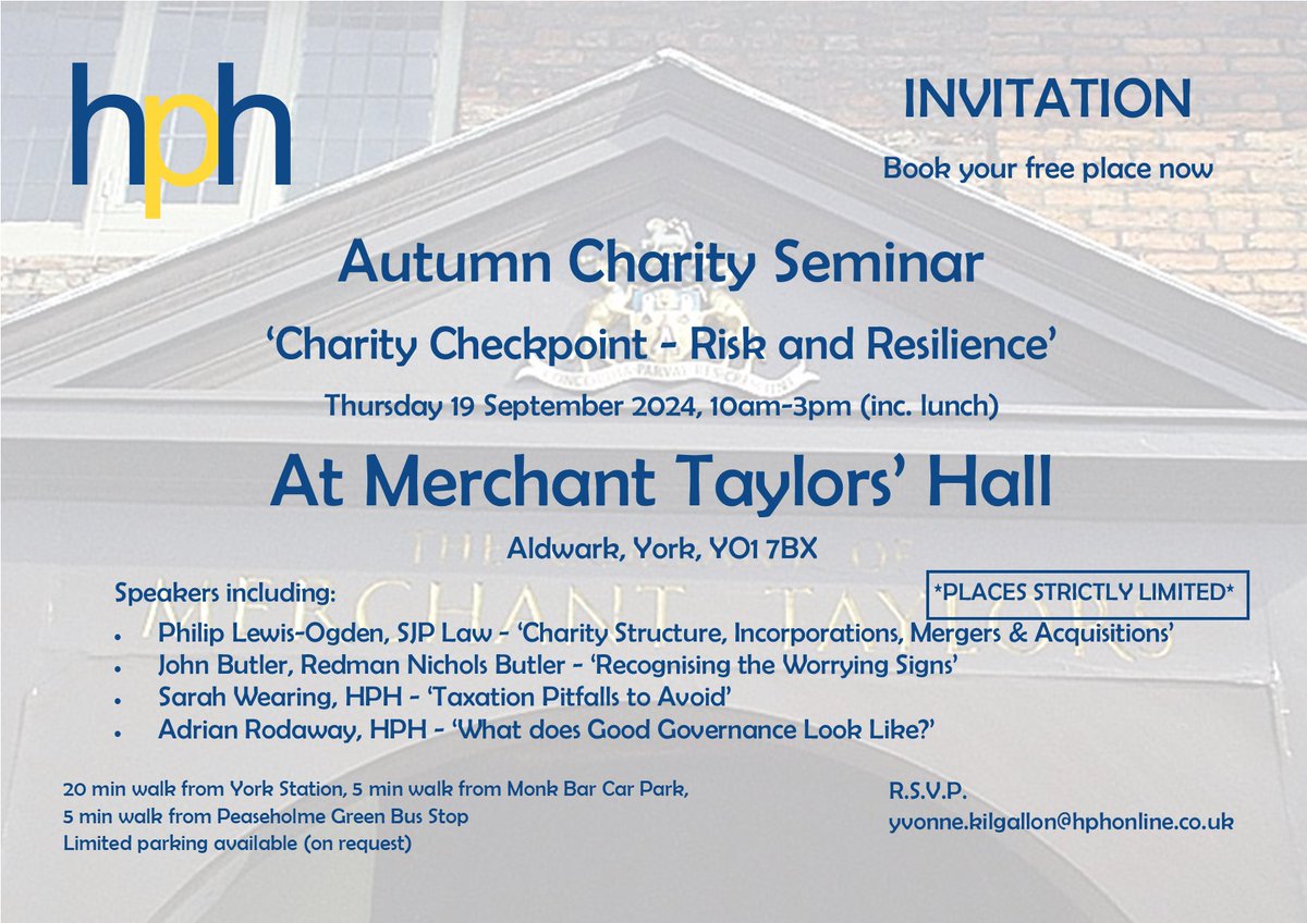 Are you a charity? Discover how to navigate risks and build resilience ... #hph #seminar #york #harrogate