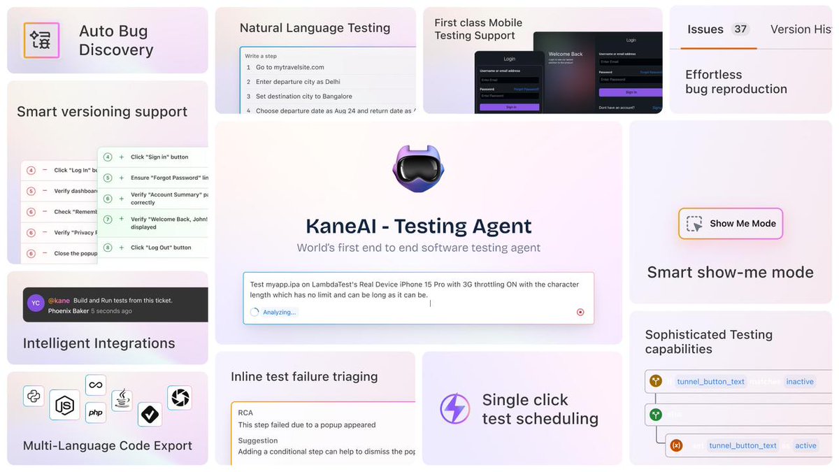SpongyNeeha's tweet image. Meet your new testing assistant, #KaneAI by #LambdaTest. This AI-powered tool converts complex workflows into automated scripts, making QA effortless and efficient.
