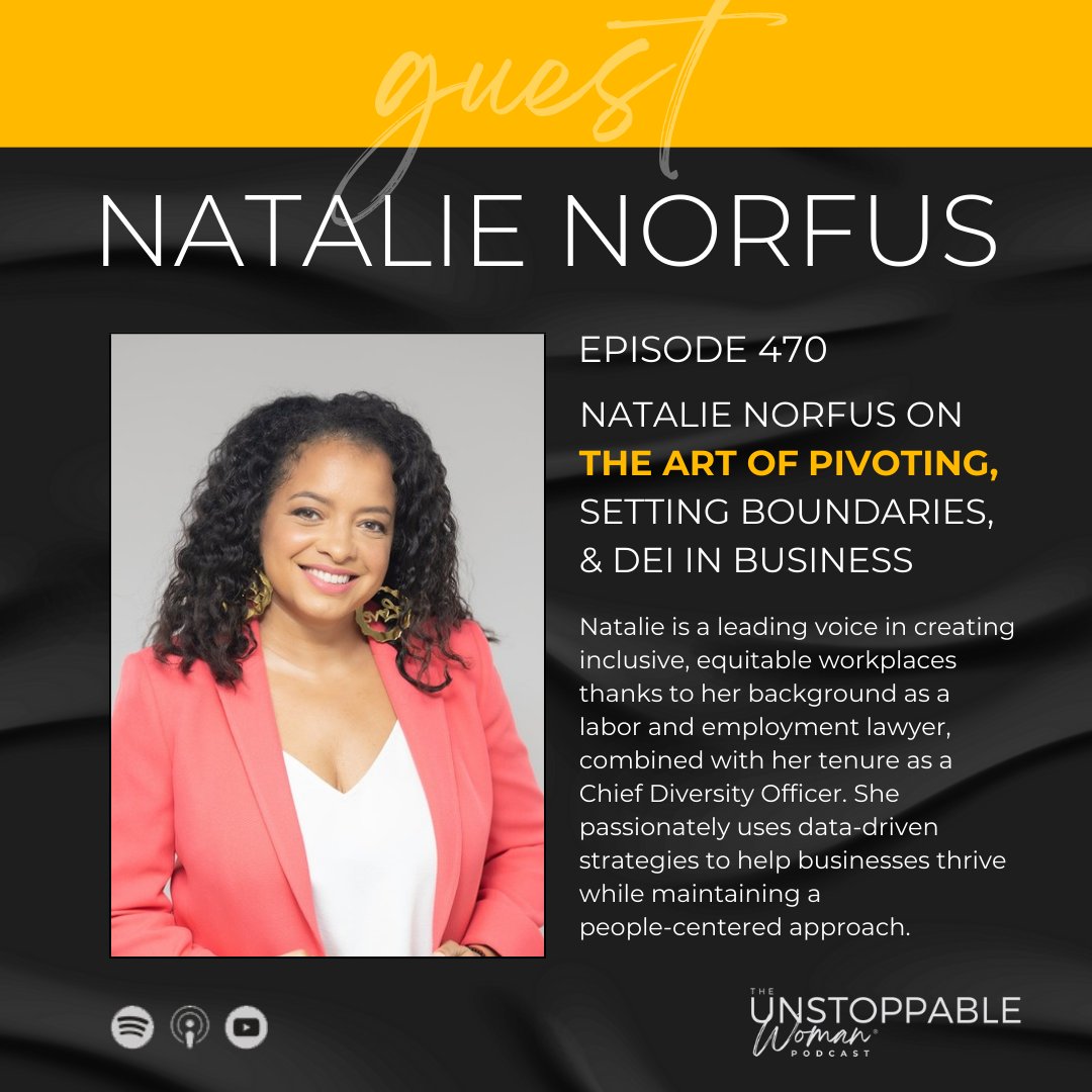 In this episode, Natalie Norfus, founder of The Norfus Firm, shares on a deeply personal level, but equally important are the moves she made in her career, which led to her now Exquisite Life. 

🎧 Listen to the full episode here: theunstoppablewoman.com/natalie-norfus…