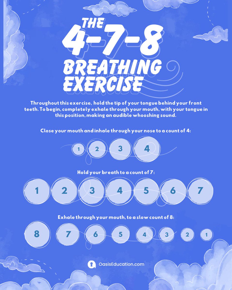 Master the 4-7-8 Breathing Technique

Inhale quietly through your nose for 4 seconds, hold your breath for 7 seconds, then exhale audibly through your mouth for 8 seconds. Repeat for a calm and centered mind. 

#BreathingTechnique #StressRelief #Mindfulness #478