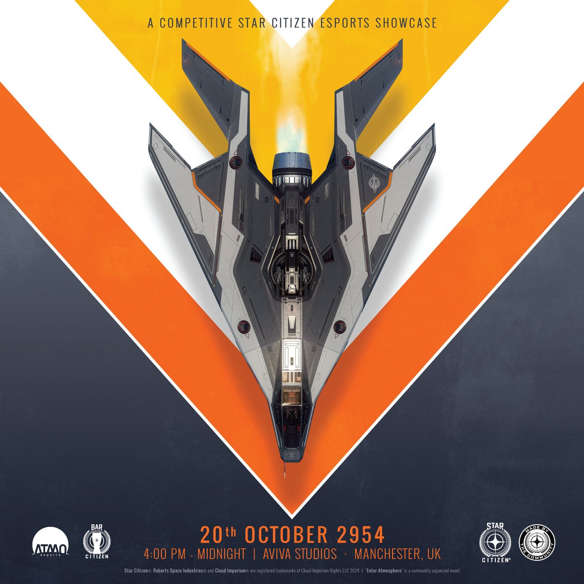 RobertsSpaceInd's tweet photo. Have you snagged your tickets to ENTER ATMOSPHERE yet? 👀

If you plan to be in Manchester for #CitizenCon2954, you don't want to miss out on this post-CitizenCon event organized by @ATMOesports.

Full Details:  https://t.co/mnFsIaXP5D https://t.co/OKTKpCAO3x