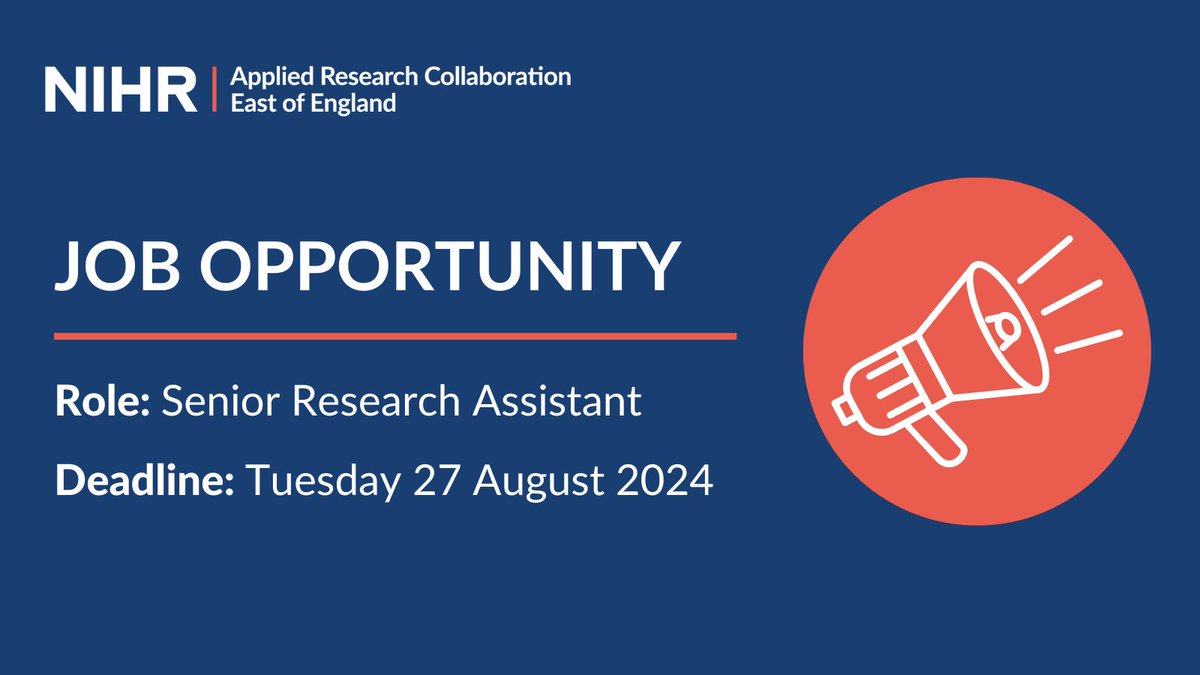 NIHR ARC East of England (@arc_eoe) on Twitter photo 📢Join the <a href="/ARC_EoE/">NIHR ARC East of England</a> Inclusive Involvement in #Research theme!
<a href="/CRIPACC1/">CRIPACC UH</a> is looking for someone to support #research and work collaboratively with leading academics, key stakeholders and communities across the region.
⚠️Apply by Tuesday 27 August 2024
🔗jobs.ac.uk/job/DJD727/sen… 📢Join the <a href="/ARC_EoE/">NIHR ARC East of England</a> Inclusive Involvement in #Research theme!
<a href="/CRIPACC1/">CRIPACC UH</a> is looking for someone to support #research and work collaboratively with leading academics, key stakeholders and communities across the region.
⚠️Apply by Tuesday 27 August 2024
🔗jobs.ac.uk/job/DJD727/sen…
