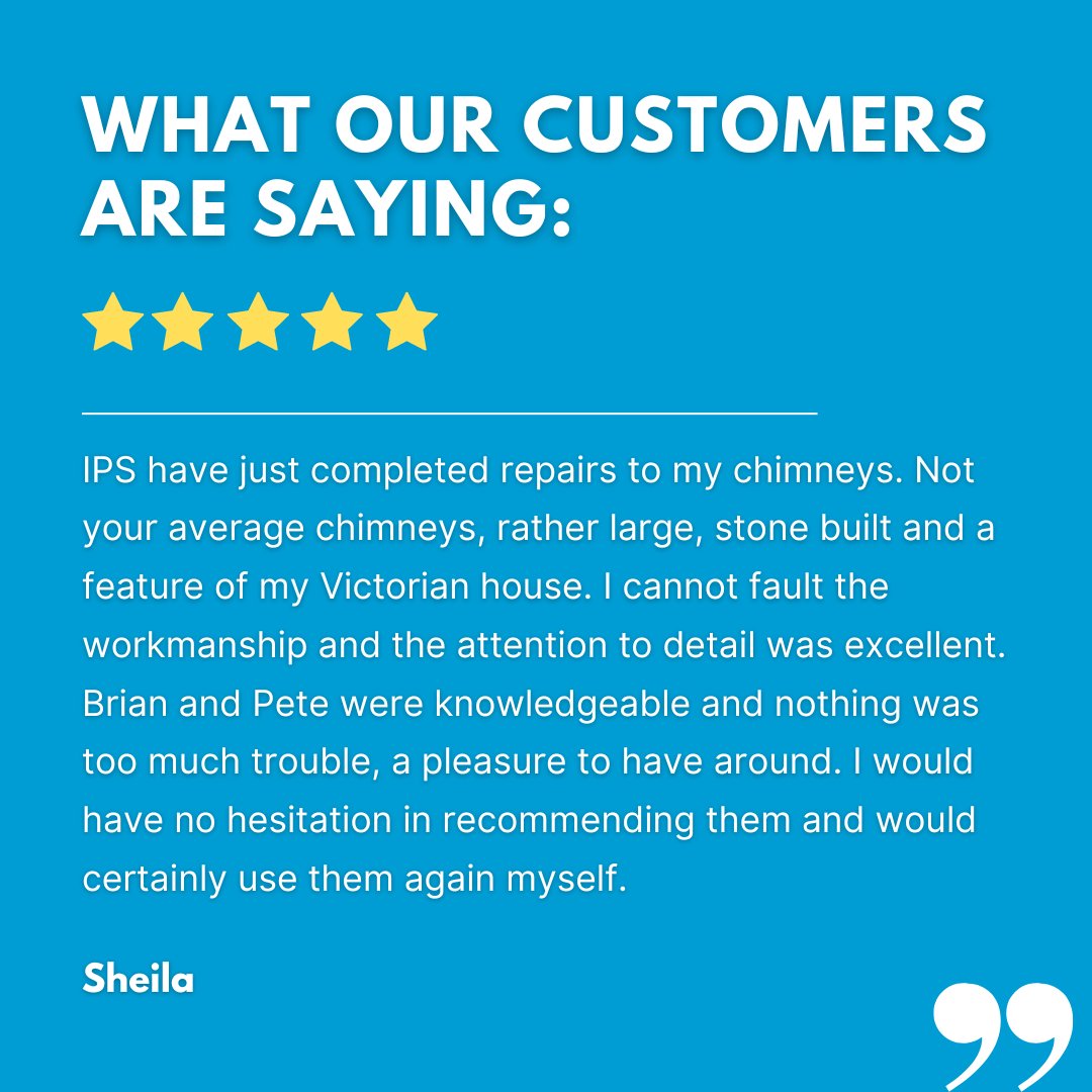 ipsiow's tweet photo. "...I cannot fault the workmanship and the attention to detail  was excellent."" 

Thank you to Sheila for your recent review on the work we completed! ⭐⭐⭐⭐⭐

Looking for repairs on your chimney? See what we can offer you ---> https://t.co/lIhUVB6dRC

#iow https://t.co/tF9VJIMLY7