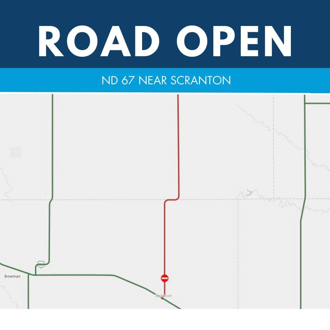 Emergency culvert repairs along  ND 67 near Scranton are finished! The highway is open. #bowmancounty