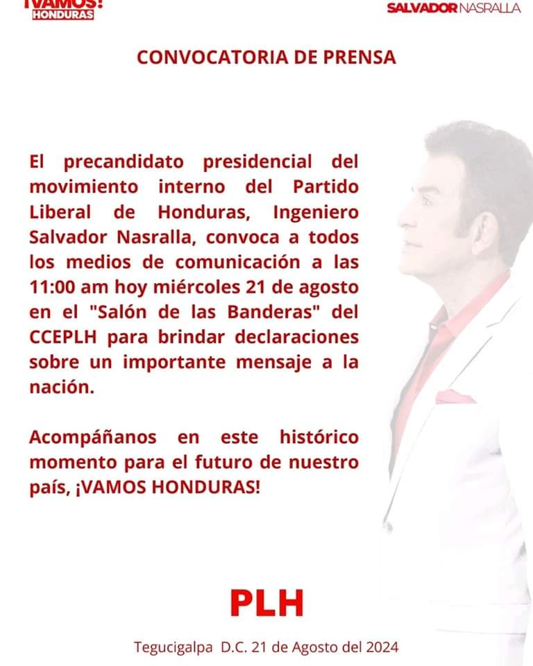 🇱🇻Convocatoria de Prensa <a href="/PLHonduras/">Partido Liberal de Honduras</a>  <a href="/SalvaPresidente/">Salvador Nasralla</a> <a href="/IroshkaElvir/">Iroshka Elvir Diputada</a>