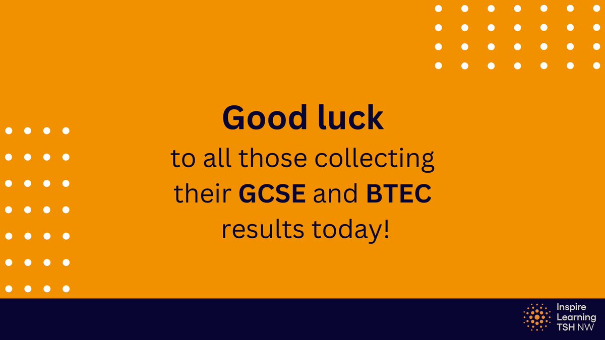 Inspire Learning Teaching School Hub NW (@inspiretshubnw) on Twitter photo From everyone at Inspire, we would like to wish those collecting their GCSE and BTEC results today the best of luck 🧡 From everyone at Inspire, we would like to wish those collecting their GCSE and BTEC results today the best of luck 🧡