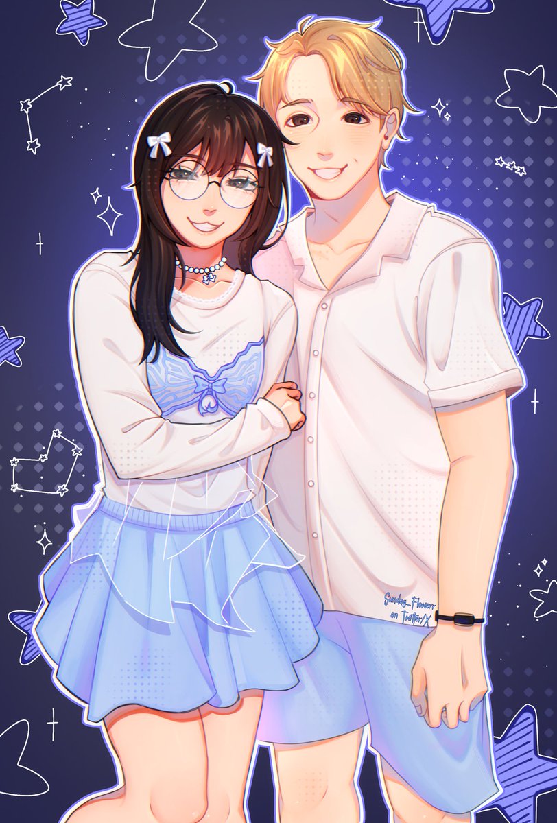 ``Couple commission for the sweetest <a href="/Hime_emii/">ʚ♡ɞ Hiwemii</a> !!! :3 💙💙 
#digitalart #artmoots #artcommissions #artistsontwitter