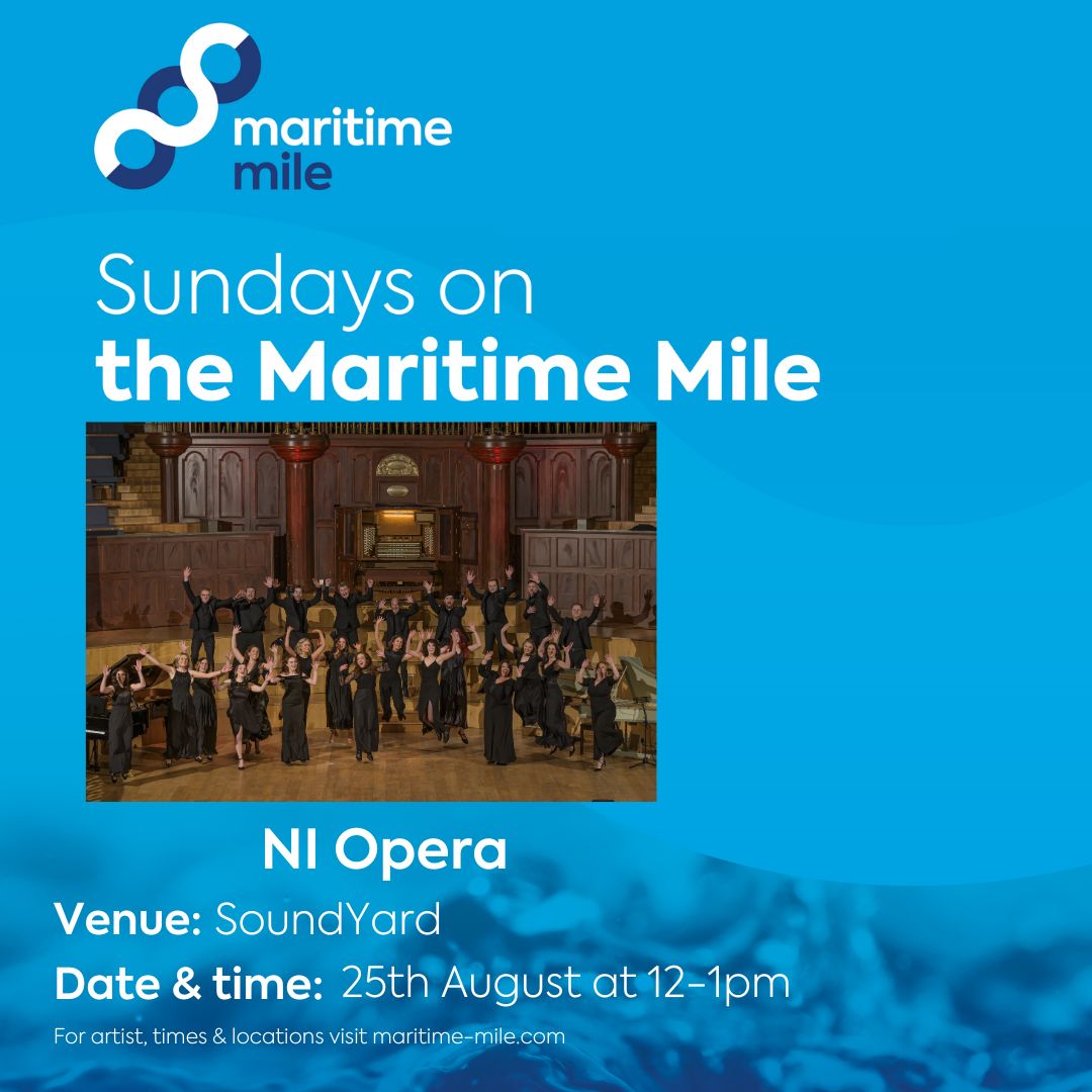 NIOpera_Studio's tweet photo. Sunday! Come down to the #SoundYard @MaritimeMile in Belfast and enjoy a free performance by members of the NI Opera Chorus - the core of our artist development programme. Come for ten minutes or stay for the hour. Find out about the chorus here: https://t.co/ejH0ji6bEe https://t.co/Lj3AjdzcLT