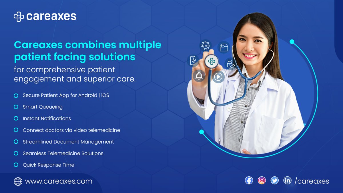 Careaxeshims's tweet image. Unlock the full potential of your hospital with CAREAXES Hospital Management Software. Enjoy scalability, top-notch security, seamless integration, and a paperless workflow. Transform your healthcare management today!

#careaxes #HIMS #seamlesstechnology #ai #ml