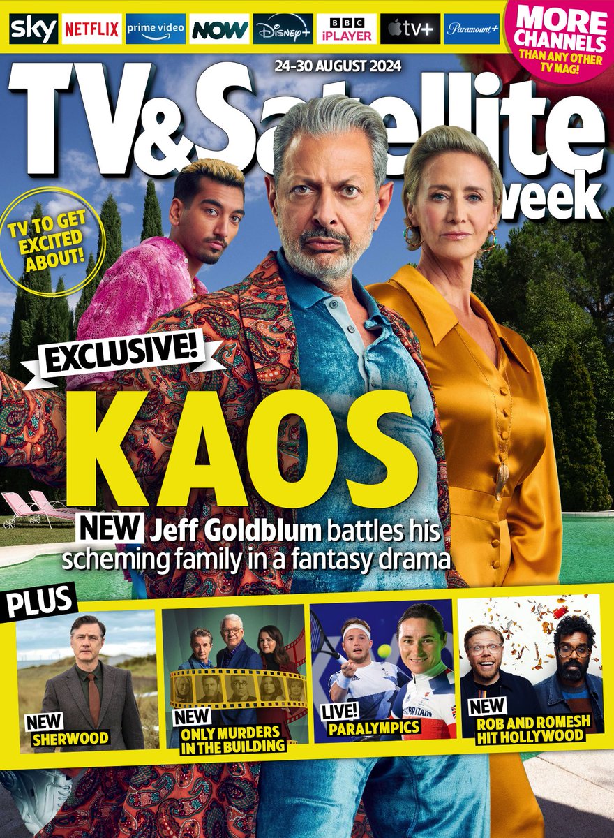 TVStreamingWeek's tweet photo. We've got the lowdown on some cracking shows in our latest issue, from #Kaos and the @Paralympics to new runs of #Sherwood, #OMITB, #RobRomVs @robbeckettcomic @RomeshRanga and more! Out now in shops and digitally. Or subscribe and save: https://t.co/coFnfg1X5b https://t.co/BUTRQs3C5o