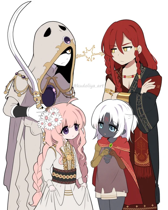 #ELDENRING #eldenringfanart #tarnishedoc Miruku and Slim Anna and Radagon (by )