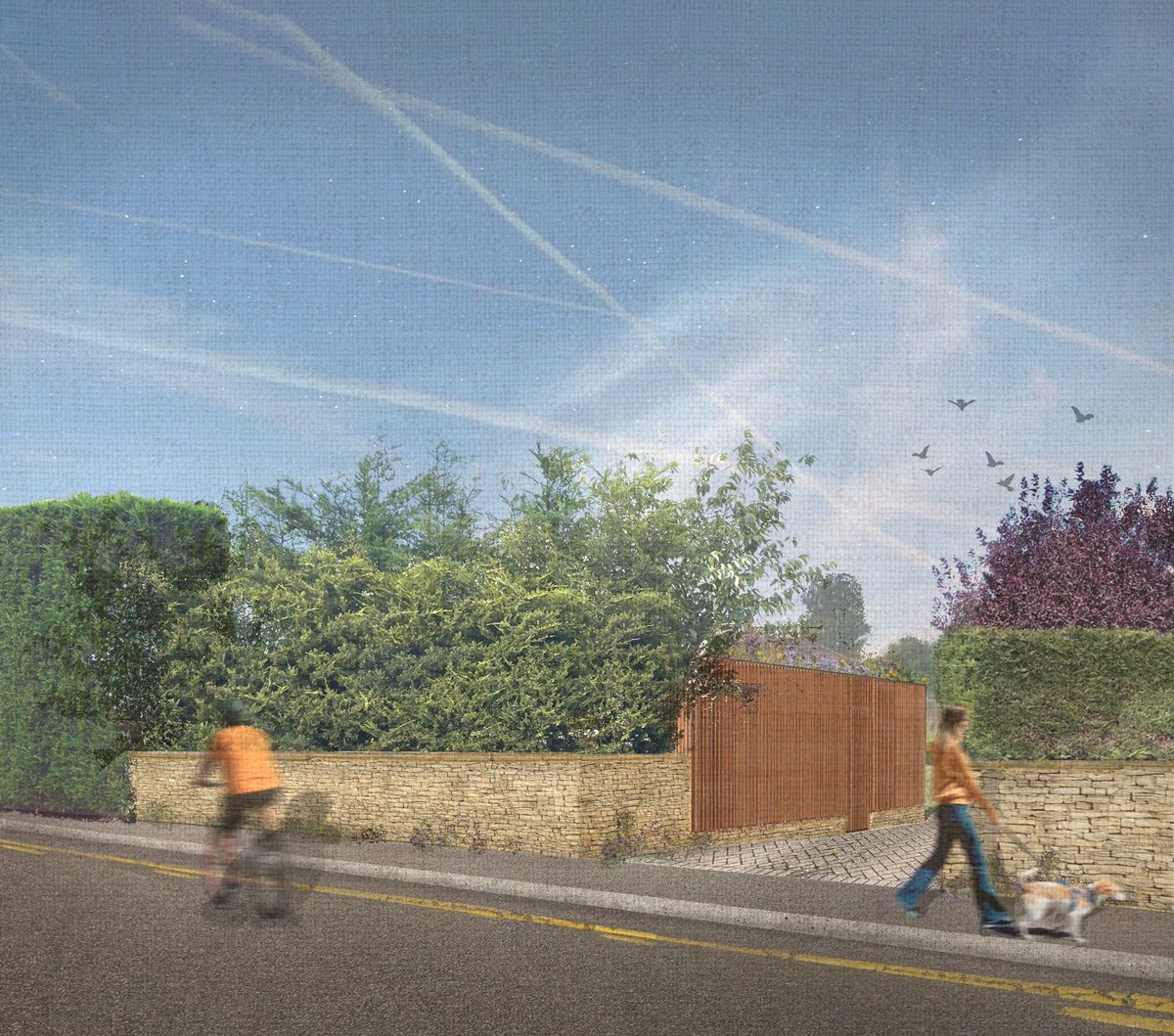 Planning application submitted for a garage in Saltford. The scheme is clad in timber with a wildflower green roof 🐝 🌺