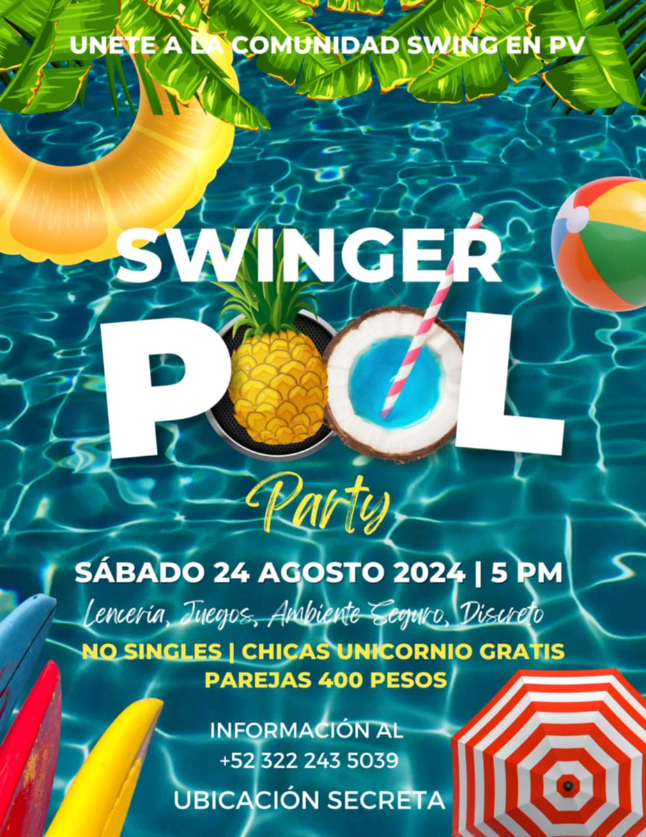 Ven y disfruta de pool party en un lugar discreto, seguro tendremos dinámicas, juegos, y regalos 
Atreve a disfrutar al máximo