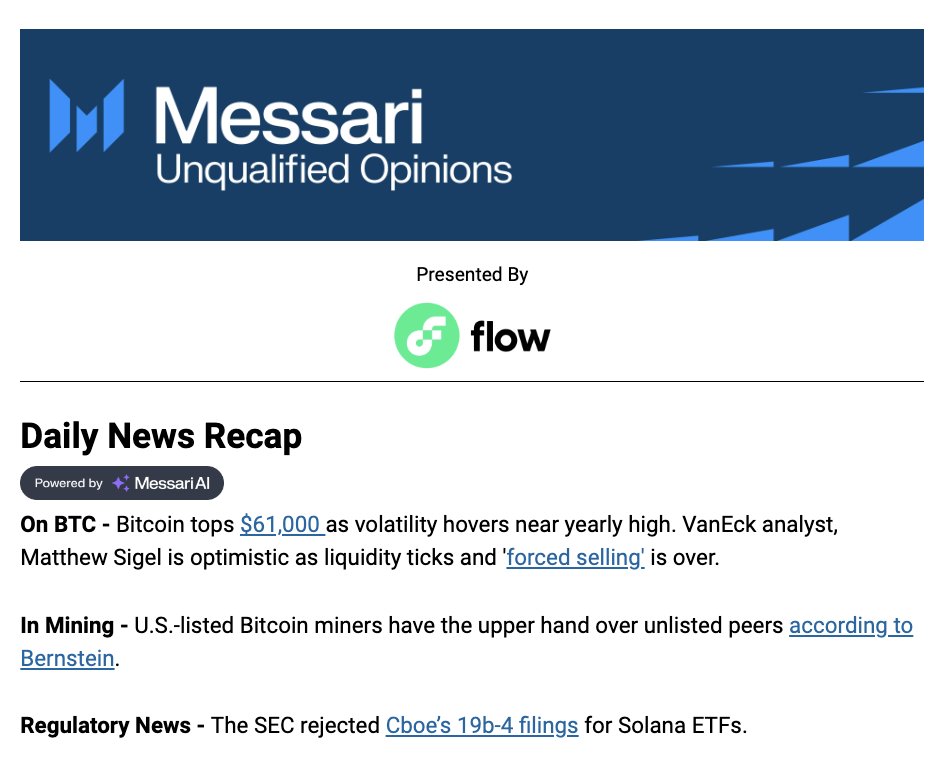 The <a href="/MessariCrypto/">Messari</a> newsletter is now presented by <a href="/flow_blockchain/">Flow.com</a> 🔥

Things you love to see