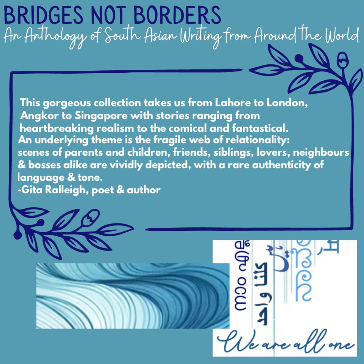 Write Beyond Borders (@writebborders) on Twitter photo Praise for Bridges not Borders Short Story Anthology✨
We can’t wait for you to read this special anthology of short stories by South Asian writers from around the world!
Thank you <a href="/ace_national/">Arts Council England</a> & <a href="/ahrcpress/">Arts and Humanities Research Council</a> for funding this project.
@gita_ralleigh Thank you! #BridgesnotBorders Praise for Bridges not Borders Short Story Anthology✨
We can’t wait for you to read this special anthology of short stories by South Asian writers from around the world!
Thank you <a href="/ace_national/">Arts Council England</a> & <a href="/ahrcpress/">Arts and Humanities Research Council</a> for funding this project.
@gita_ralleigh Thank you! #BridgesnotBorders
