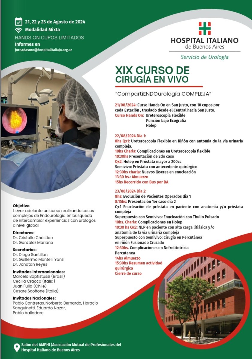It was a pleasure to participate in one of the most important courses of the year, held at the hospital Italiano, together with renowned colleagues. Good luck!!