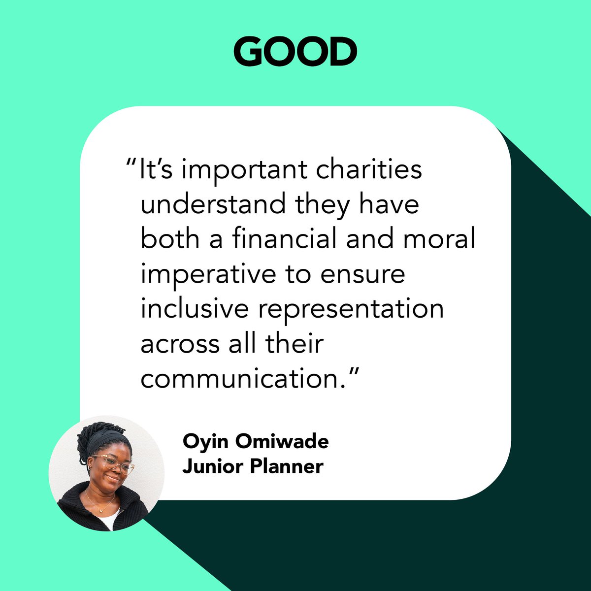 Many charities don't actively seek to include donors with disabilites.

Oyin Omiwade, Junior Planner at GOOD, shares her thoughts on why all charities should consider their accessibility and representation of disability - regardless of their cause:  goodagency.co.uk/disability-in-…
