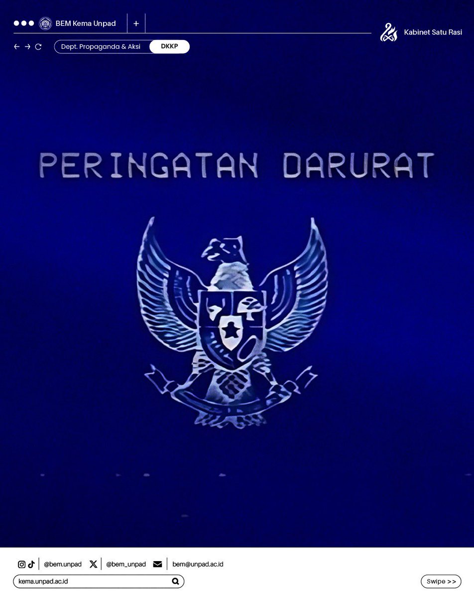 bem_unpad's tweet photo. RAPATKAN BARISAN SELURUH ELEMEN MASYARAKAT SIPIL,
SUDAH SAATNYA KITA BERSATU MENGHENTIKAN KEJAHATAN NEGARA YANG TERSTRUKTUR

#OrdeReformati #KonstitusiDikebiri #KawalPutusanMK https://t.co/Z7Luk9ZgJ4