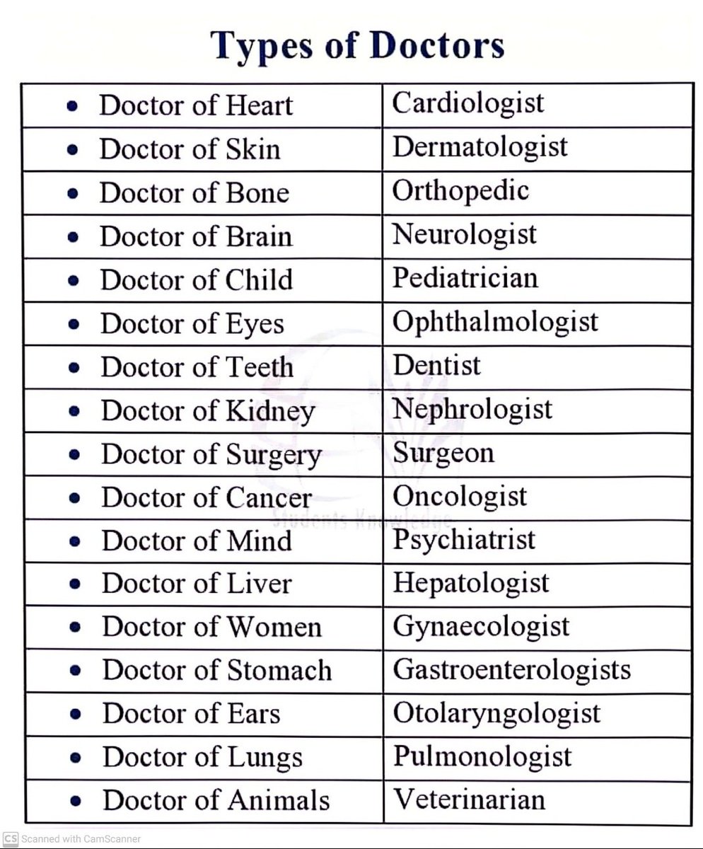 Types of Doctors