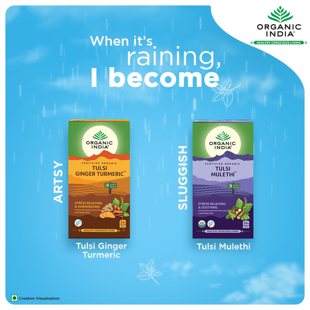 Tell us how rain makes you feel and find your perfect match from the wide range of Teas and Infusions from #OrganicIndia.

#Monsoon #Immunity #Stamina #GreenTeas #OrganicIndiaTeas #TulsiTea