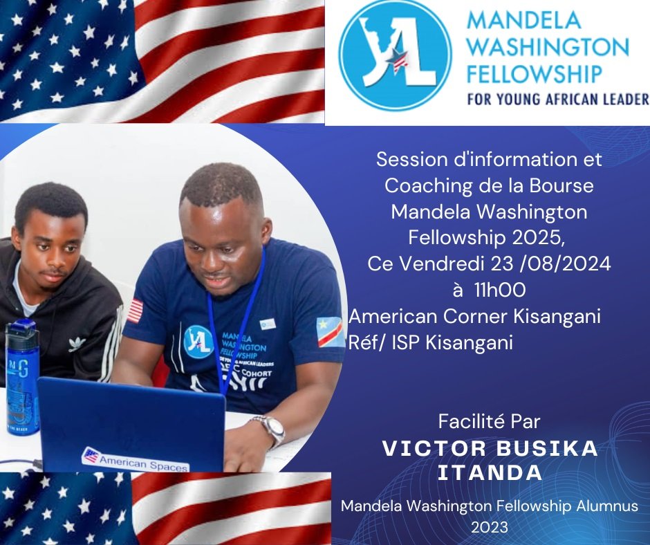BusikaVictor's tweet photo. Vous êtes Un Jeune Congolais, évoluant dans l'entrepreneuriat, de l'engagement Civiques soit société civile, de l'administration publique,  Vendredi 23 Aoû 2024 à #AmericanCornerKisangani
Réf/ISP Kisangani à 11H00 pour le partage de ce prestigieux programme https://t.co/dByhwDAFy0