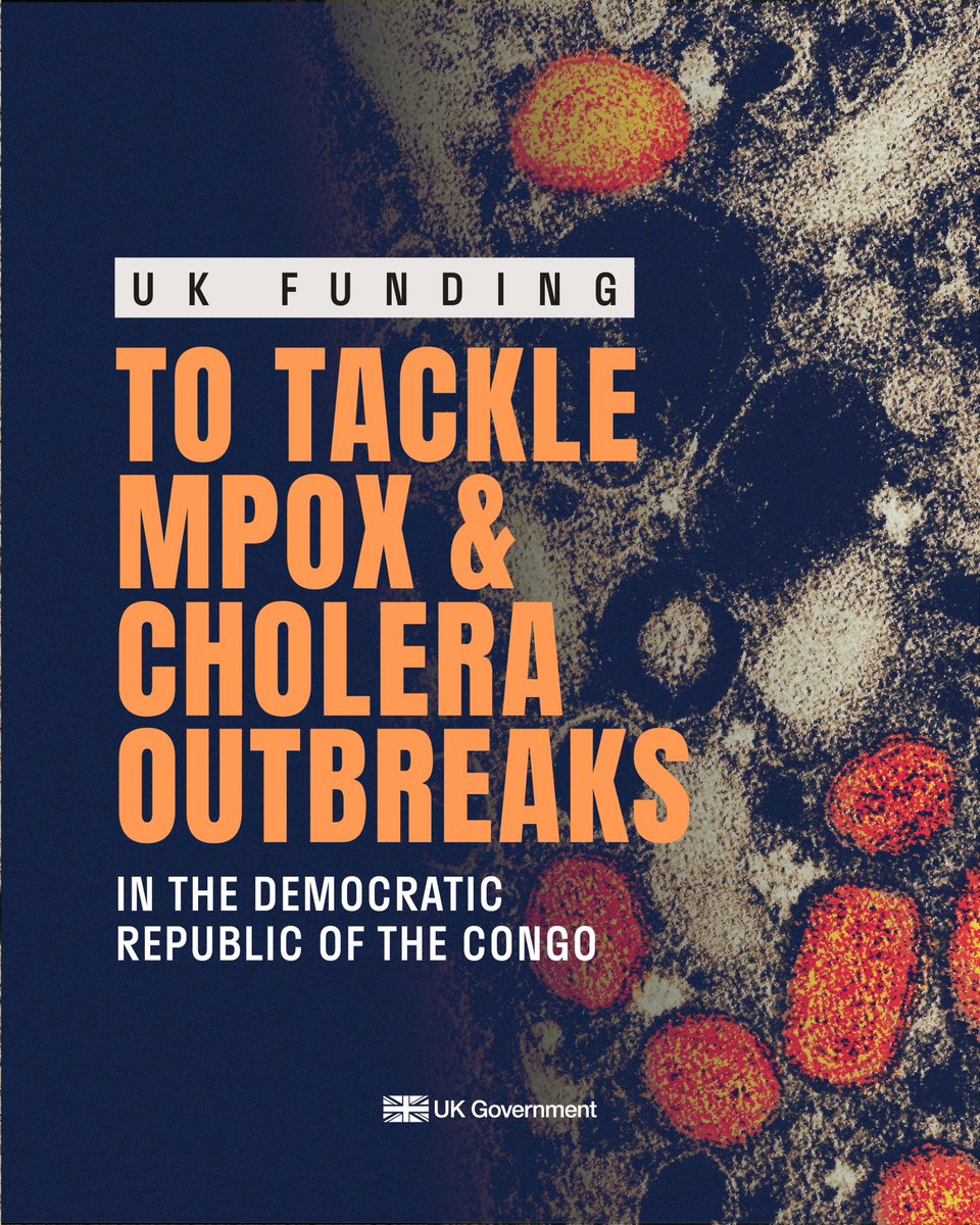 FCDOGovUK's tweet photo. We are supporting the Democratic Republic of the Congo to tackle ongoing outbreaks of mpox and cholera. 

In partnership with @UNICEF, the UK will provide £3.1 million to help the most affected communities. https://t.co/gLIISyPUsW