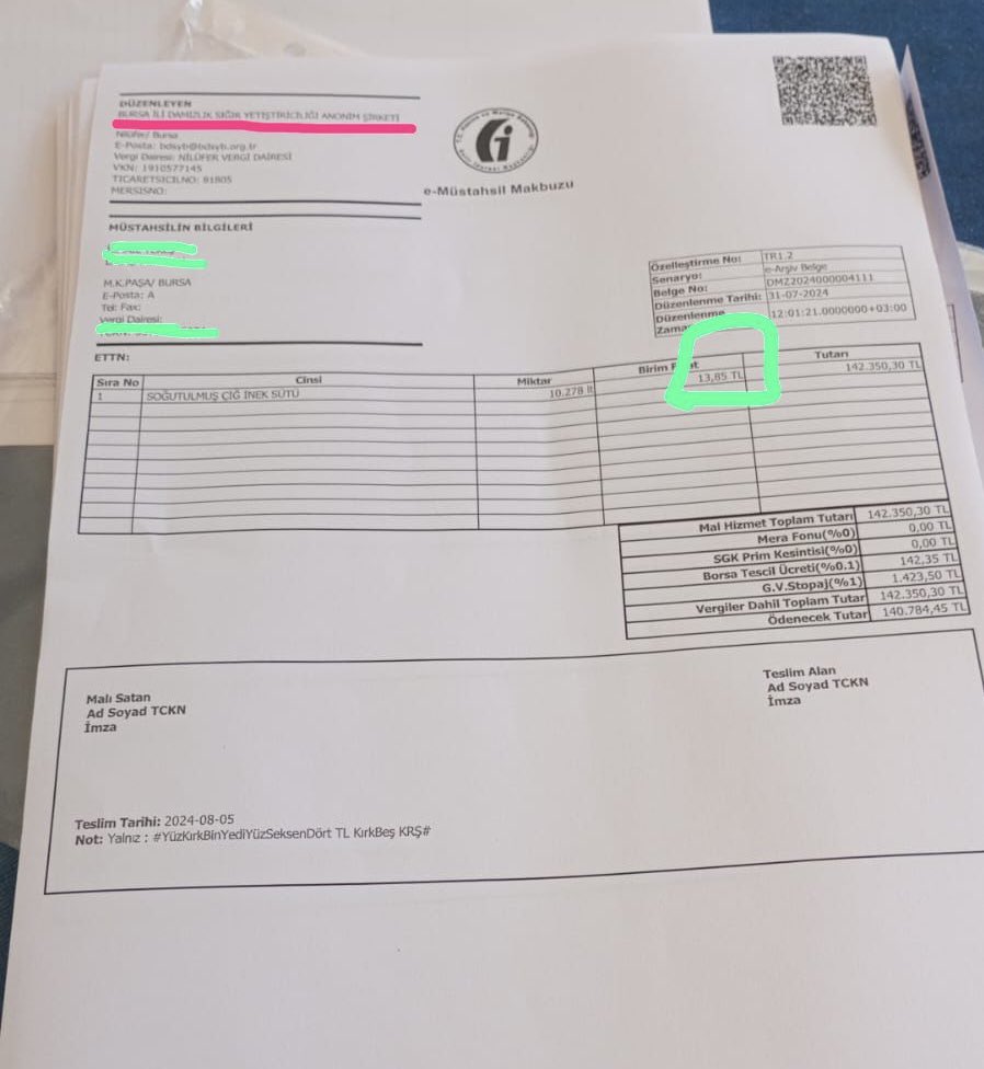 Soru şu; süt fiyatlarını 1 TL aşağı çekilmesine tepki vermesi için milleti galeyana getirmeye çalışan BDSYB başkanı sayın <a href="/sencer_s/">Sencer Solakoglu</a> sizin kestiğiniz 13.85 den ödenen müstahsil faturası lütfen insanları kandırmayın, bu üretici size gerçekten güvenmişti.