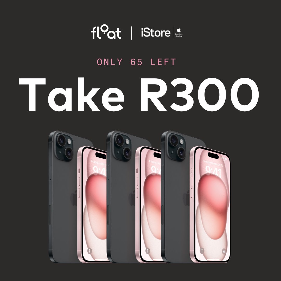 Floatcoza's tweet image. Don’t miss out! Get R300 OFF Apple products sitewide @MyiStoreSA with code Float300 and pay over 2-6 interest-free months! ✨👀

Available online and at Canal Walk and Rosebank. T&amp;amp;Cs apply.

#FloatIt #NoNewCredit #CardLinkedPayments #PayLater #FlexiblePayments #NoInterest