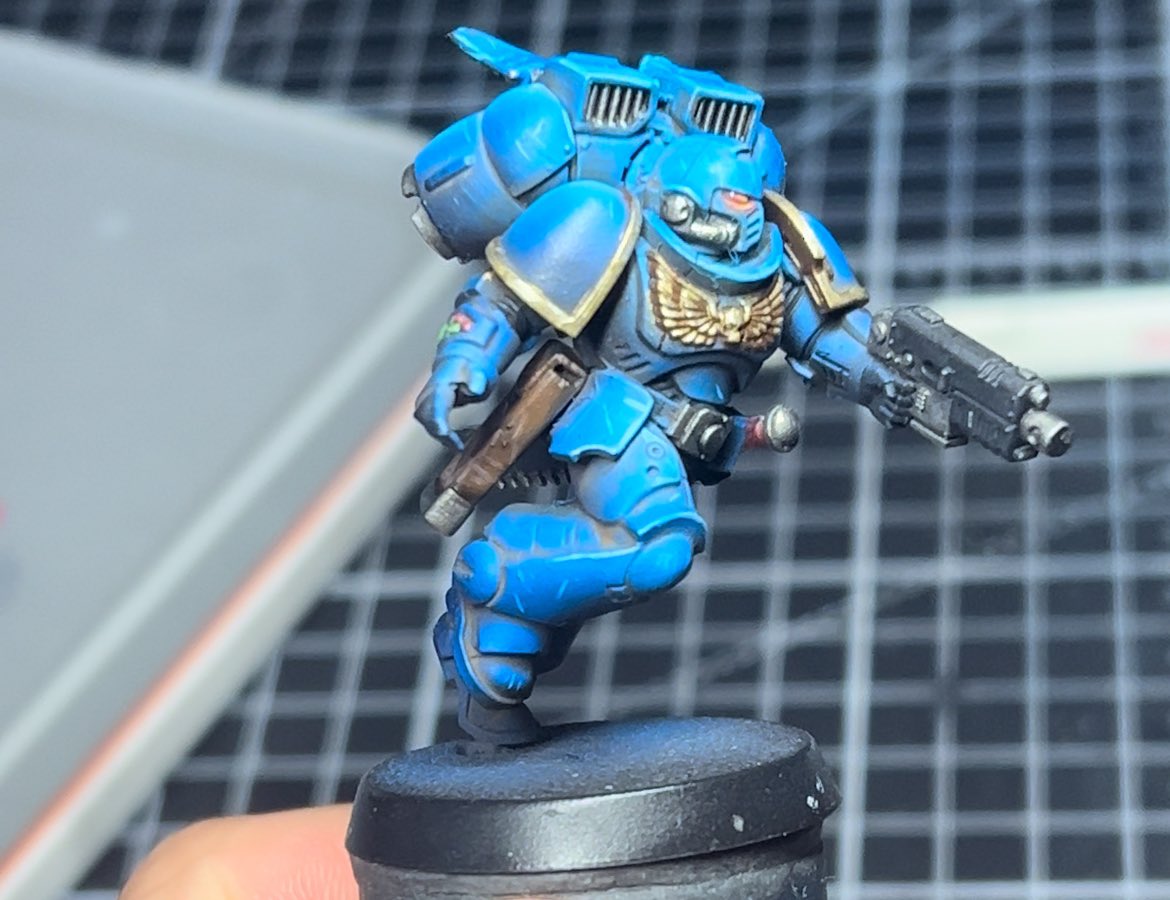 _M0rey_'s tweet photo. @warhammer Slowly working on a squad of jump pack intercessors. https://t.co/r9Vwt8FDPz