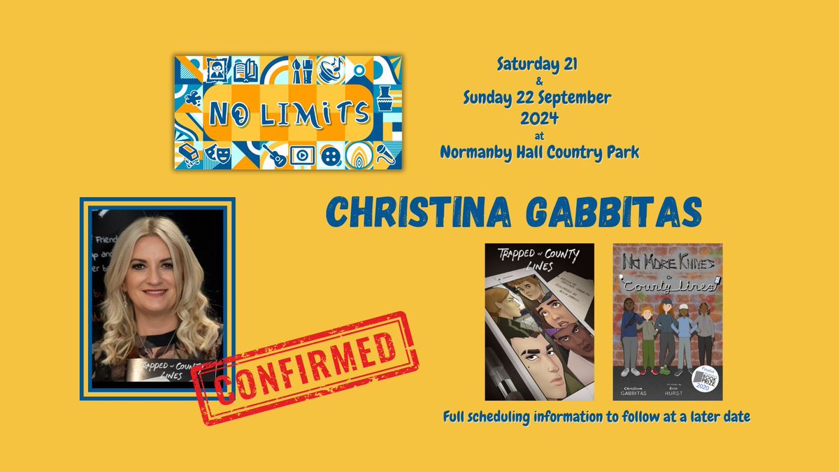 No Limits Festival (@nolimitsfest_) on Twitter photo We'll be welcoming <a href="/christigabbitas/">Christina Gabbitas</a> all weekend, where as well as showcasing her picture books on one day, on the other day she will also be discussing her work with the police and engagement with schools regarding county lines and knife crime. #nolimitsfest We'll be welcoming <a href="/christigabbitas/">Christina Gabbitas</a> all weekend, where as well as showcasing her picture books on one day, on the other day she will also be discussing her work with the police and engagement with schools regarding county lines and knife crime. #nolimitsfest