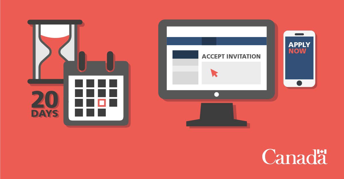 When you accept your invitation to apply, you’ll receive a message in your account with your deadline to apply for a work permit: ow.ly/iGfq50T2W0g
 
The deadline is exactly 20 days from the time you accept your invitation and is in Coordinated Universal Time (UTC), which