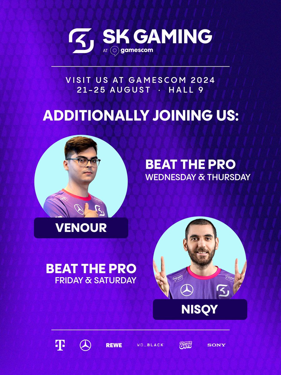 Come over to our #GamesCom2024 booth in hall 9 to challenge <a href="/Venour2/">Venour</a> and <a href="/Nisqy/">Yasin Dincer</a> in some 1v1s!