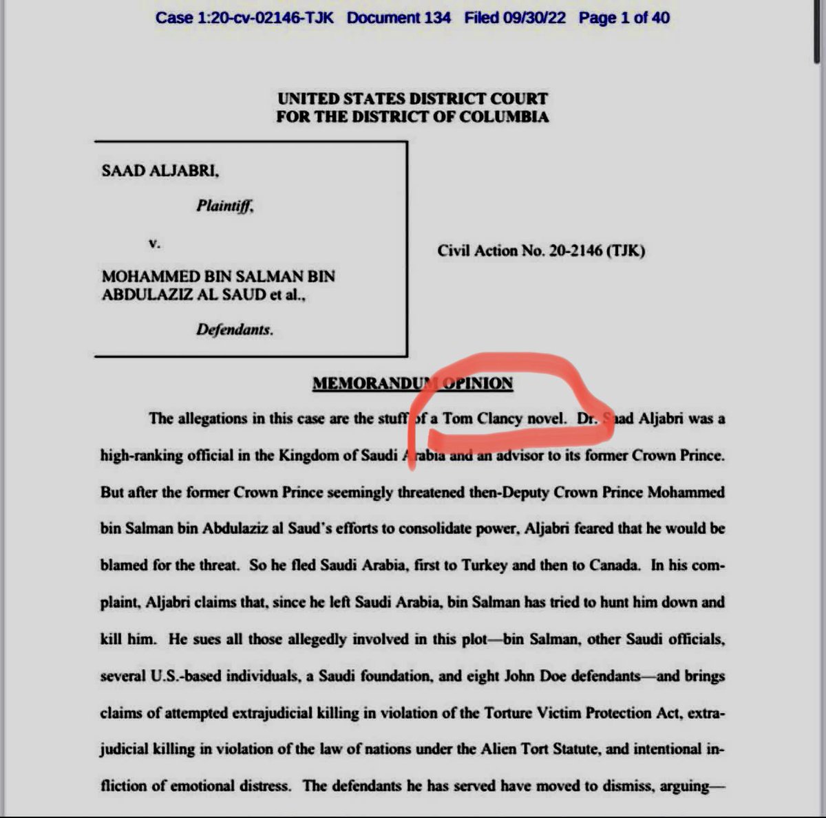 كيف يبي المجتمع العالم يصدق سعد الجبري في موضوع تزوير الخاتم وهذا الخائن لديه خيال واسع لدرجة انه رافع قضية للمحكمة الامريكية على ولي العهد محمد بن سلمان وملف القضية مستوحى من رواية اجنبية 😂
خائن وسارق وجاسوس وغبي ؟ كذا كثير