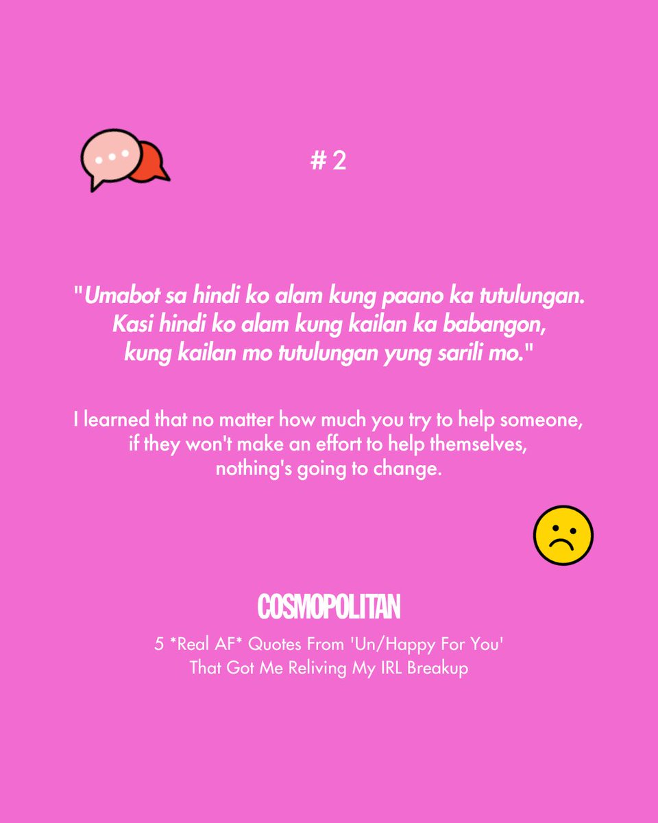 cosmo_ph's tweet photo. Watching Un/Happy For You felt like facing reality for me, a mid-20s woman going through the most heartbreaking—yet most mature—breakup of my life. And I have to say: I am Zy. Allow me to spill my feelings about the movie.

Read more: https://t.co/NkmhfK5QSi

#UnHappyForYou https://t.co/ogdnr8crzY
