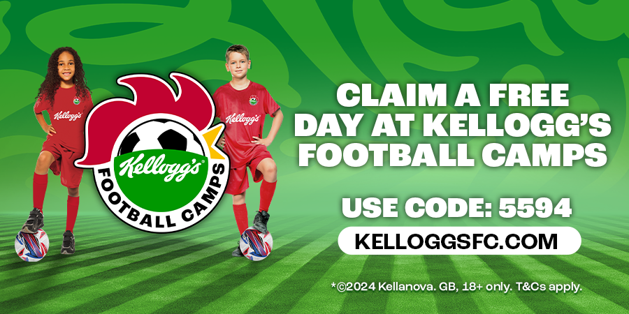 Don’t miss your last chance to claim your FREE DAY at #KelloggsFootballCamps 👀 ⚽

Use the exclusive code 5594 at kelloggsfc.com for kids to join the fun 🏆

T&amp;Cs apply.

#EFL | #AD