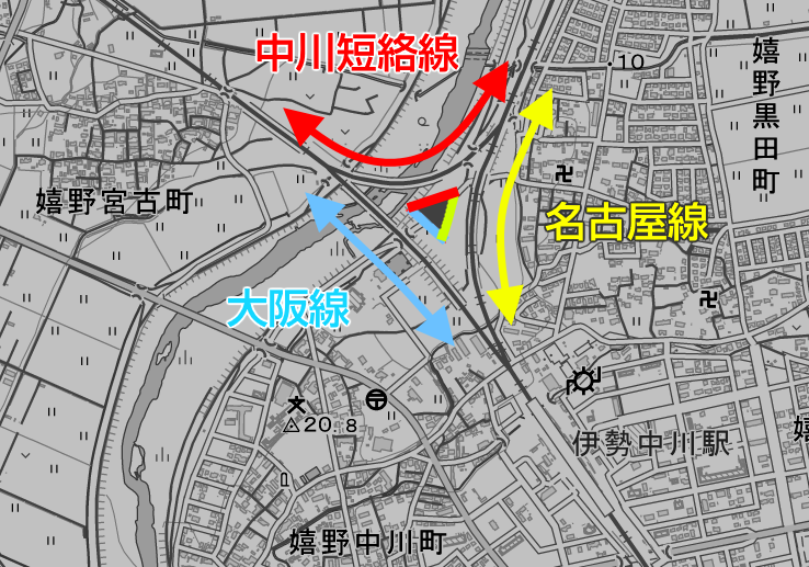 中川デルタ】 近鉄大阪線・名古屋線・中川短絡線の3つが入り交じる