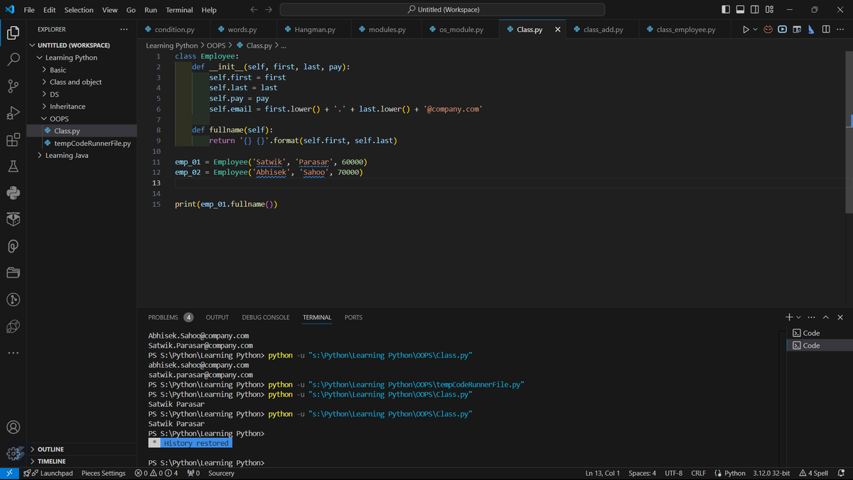ParasarSatwik's tweet photo. Diving into Object-Oriented Programming (OOP) in Python! 🐍 Excited to deepen my understanding of classes, objects, and everything in between. #Python #OOP #CodingJourney #LearningEveryday #DeveloperLife https://t.co/Nc357TrJiI