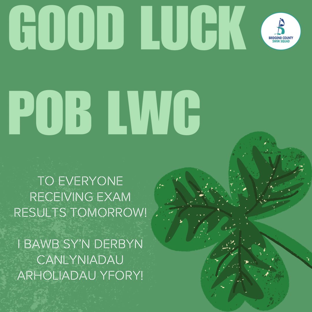 bridgendcounty's tweet photo. Good luck to all of our Bridgend County Swim Squad swimmers receiving their GCSE exam results tomorrow! We are so proud of you all⭐️

Pob lwc i’n nofwyr sy’n derbyn canlyniadau arholiadau TGAU yfory! Rydyn ni’n falch iawn o bob un ohonoch⭐️ https://t.co/UeGBu1iMa0