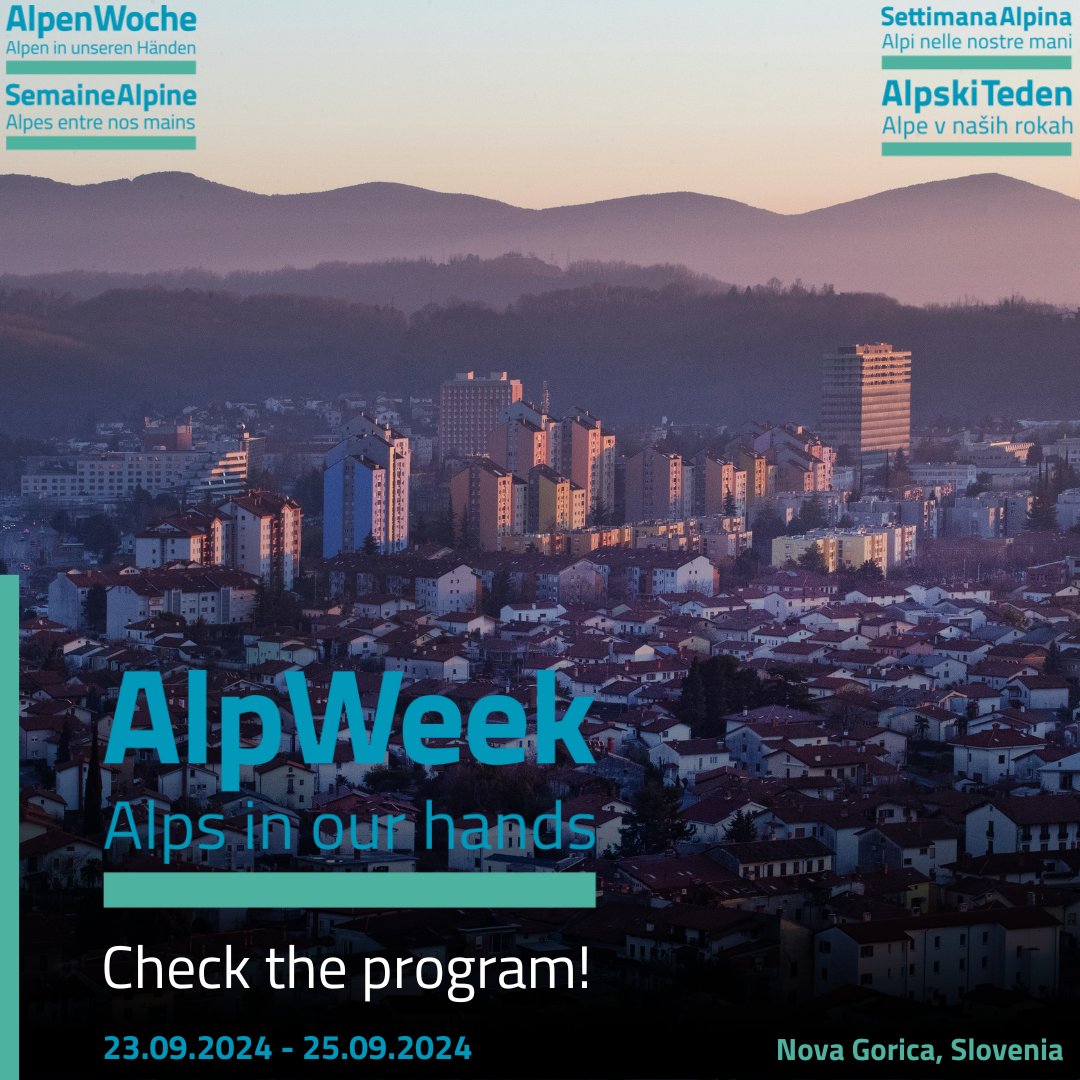 🚨 Don't forget to register for the #AlpWeek 2024 themed #AlpsInOurHands! Registration is open until 11 September ⌛

👉 Register: loom.ly/-xR-I3k 
👉 Explore the programme: loom.ly/dvUPlb8 

See you in Nova Gorica from 23-25 September! 🏔️
Picture © Iztok Bončina